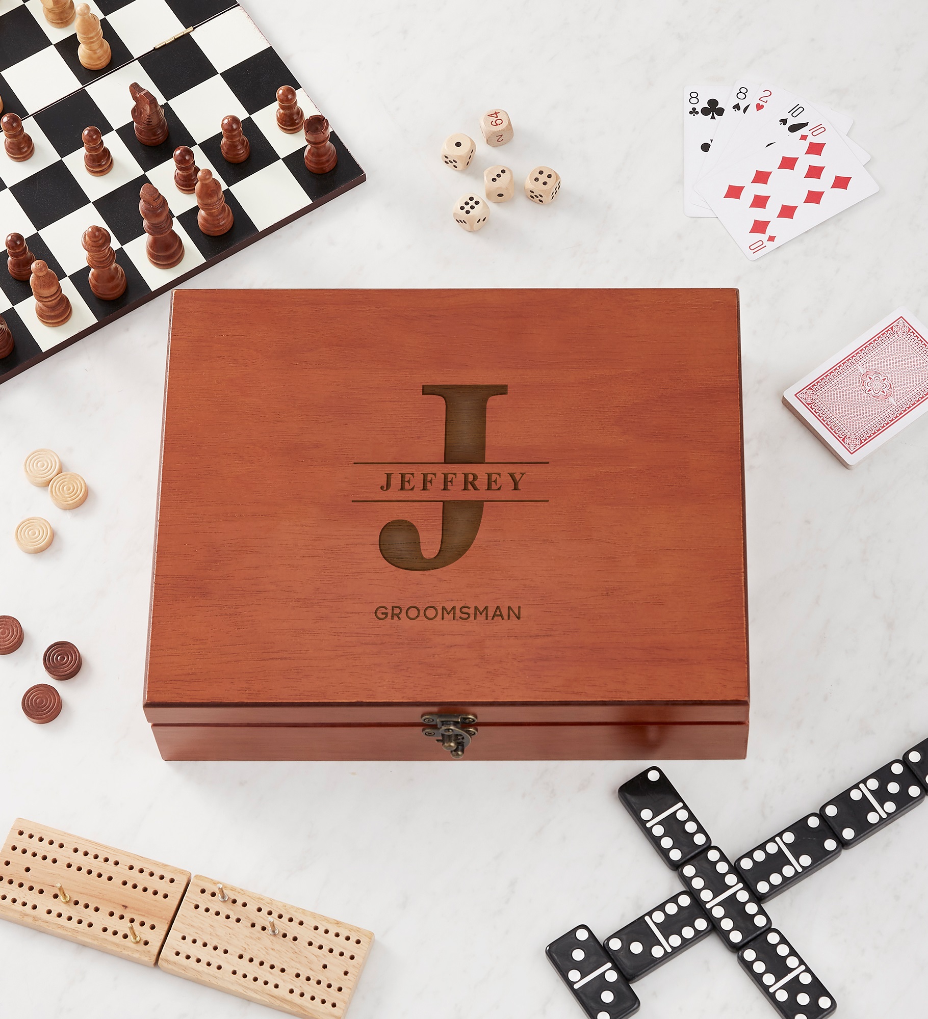 Lavish Groomsman Personalized 7-in-1 Combination Game with Wood Case